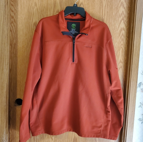 Timberland 1/4 zip knit pullover red orange polyester size XXL - Picture 2 of 10